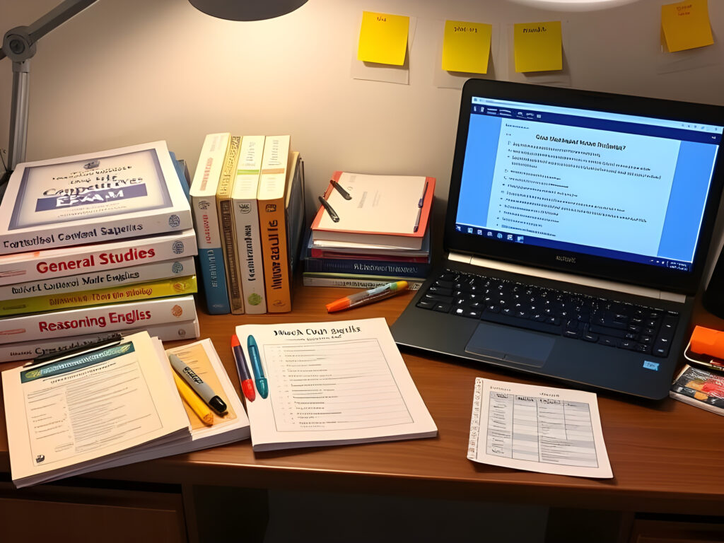 Study -Desk- with Government -Exam Books